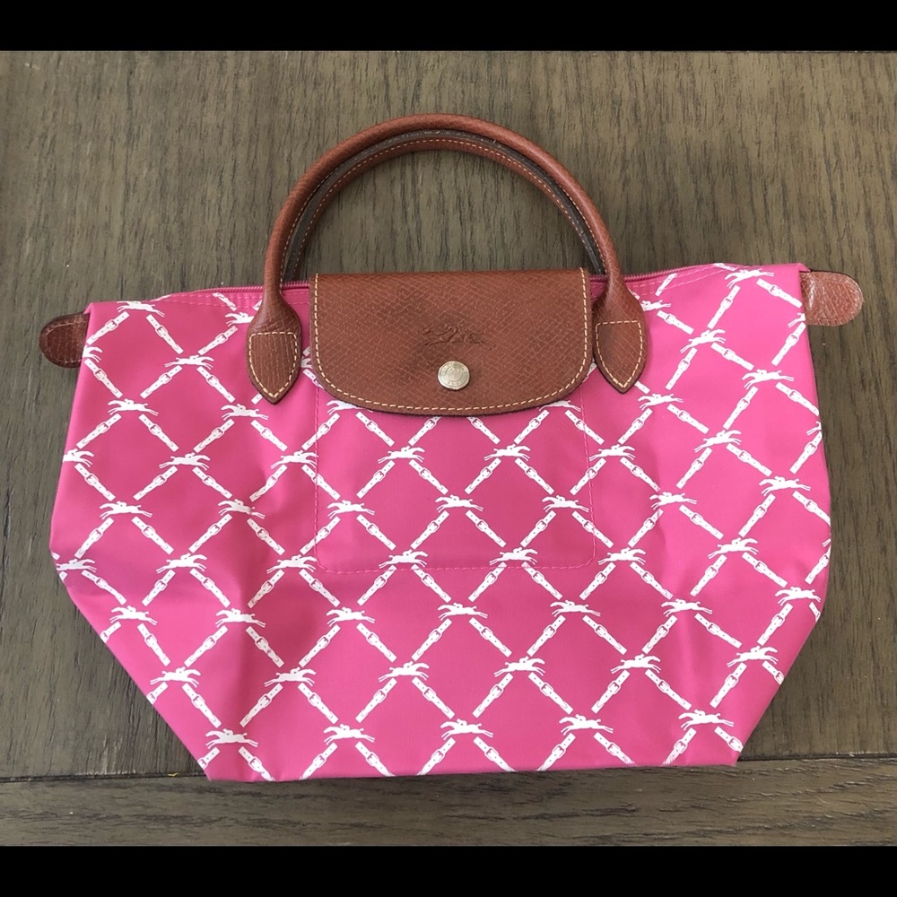 Longchamp | Small Pink Purse with White Horse Belt Logo - Picture 1 of 6